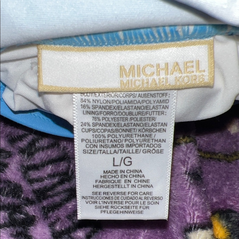 Michael Kors Blue Halter Bikini Top with Logo Accent - Picture 2 of 5